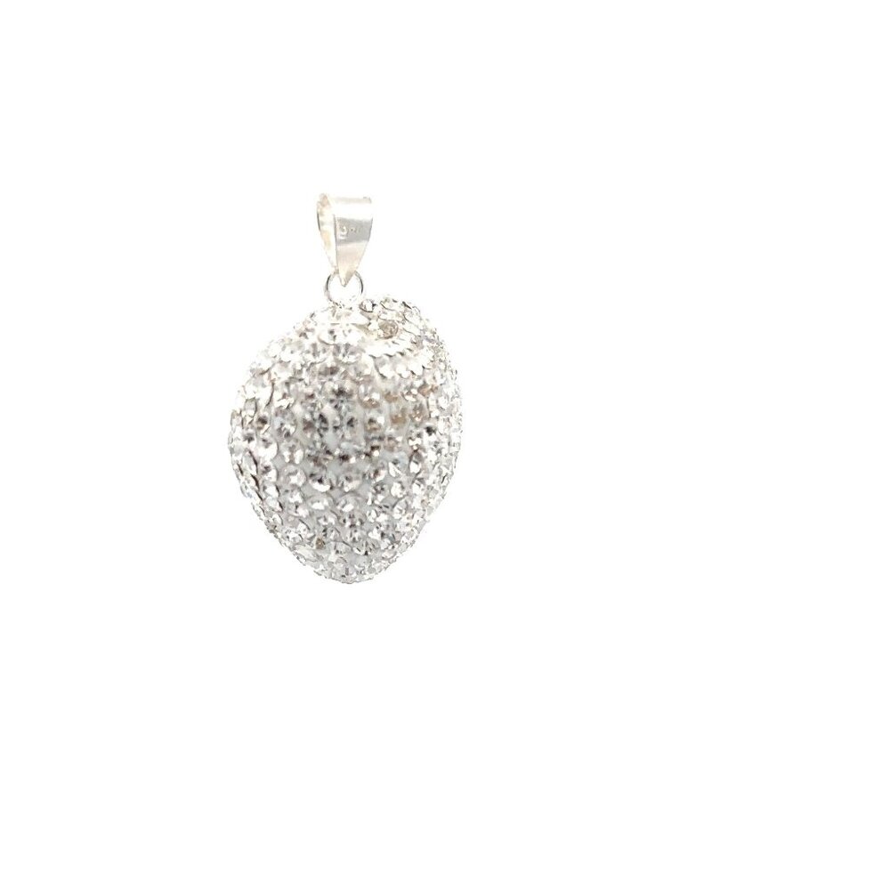 925 Sterling Silver Pendant Crystals Large White Heart - Picture 3 of 5